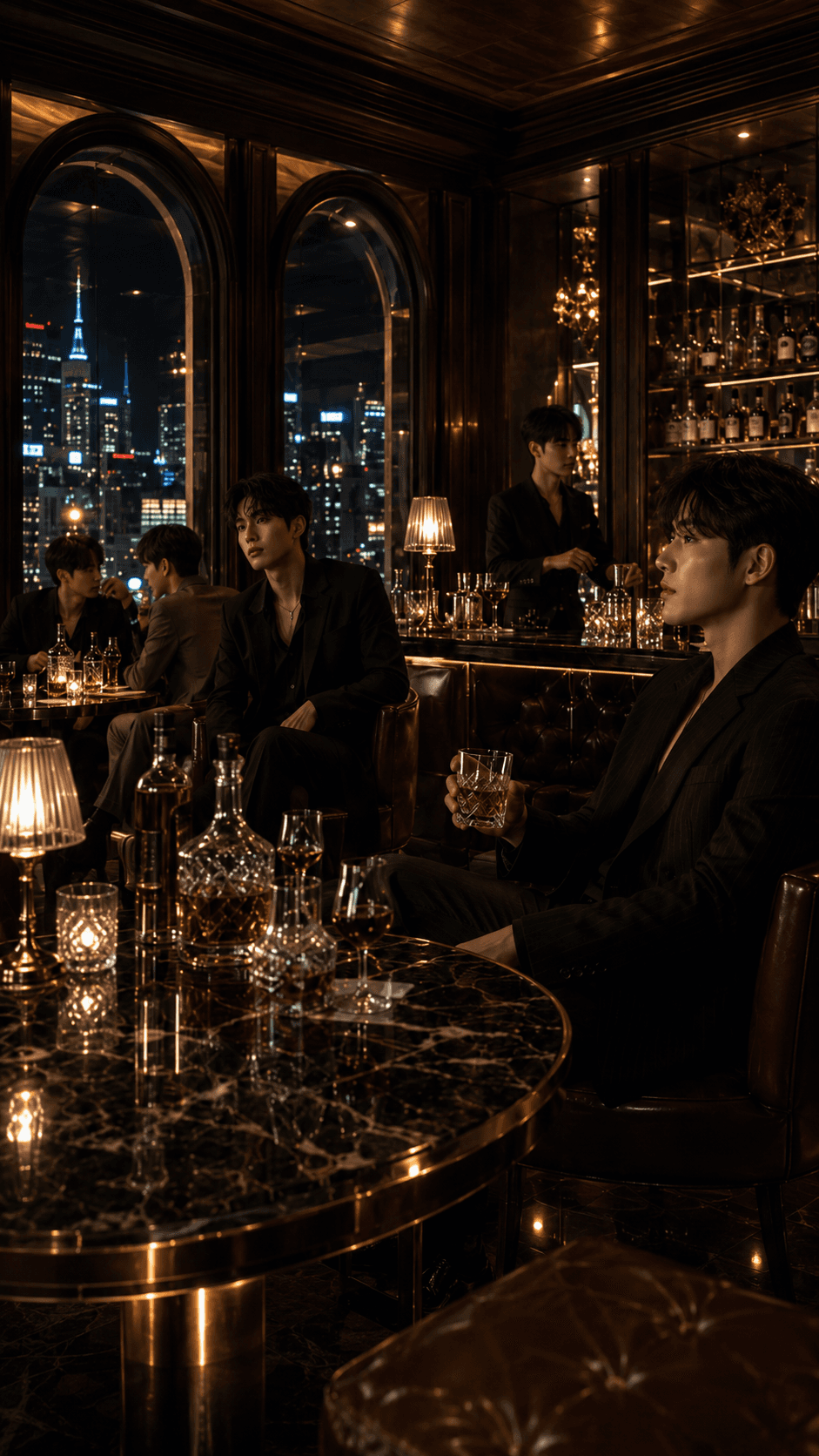 논현 강남 프리미엄 위스키 라운지 더블유의 메인 라운지 야경